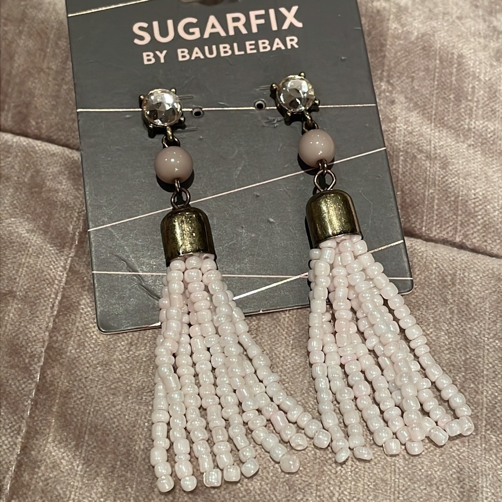 Sugarfix Beaded Rhinestone Tassel Earrings